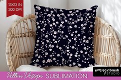 Retro Flowers Pillow Sublimation - Floral Pillow Cover PNG Product Image 1