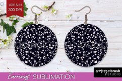 Retro Flowers Round Earrings - Floral PNG Sublimation Product Image 1