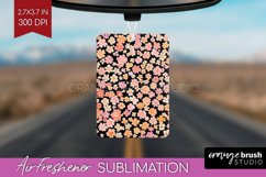Retro Flowers Air Freshener PNG - Floral PNG Sublimation Product Image 1