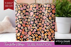 Retro Flowers Tumbler Wrap - Floral Tumbler PNG Sublimation Product Image 1