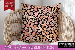 Retro Flowers Pillow Sublimation - Floral Pillow Cover PNG Product Image 1