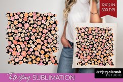 Retro Flowers Tote Bag - Floral Tote Bag PNG Sublimation Product Image 1