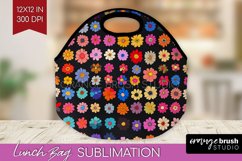 Retro Flowers Lunch Bag - Floral Lunch Bug PNG Sublimation Product Image 1