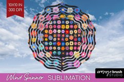 Retro Flowers Wind Spinner Sublimation PNG - Floral Round Product Image 1