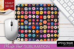 Retro Flowers Mouse Pad Sublimation - Floral Mousepad PNG Product Image 1