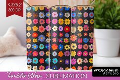 Retro Flowers Tumbler Wrap - Floral Tumbler PNG Sublimation Product Image 1