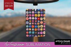 Retro Flowers Air Freshener PNG - Floral PNG Sublimation Product Image 1