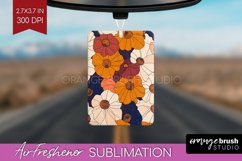 Retro Flowers Air Freshener PNG - Floral PNG Sublimation Product Image 1