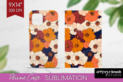 Retro Flowers Phone Case PNG - Floral Case PNG Sublimation Product Image 1