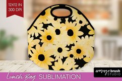 Retro Flowers Lunch Bag - Floral Lunch Bug PNG Sublimation Product Image 1