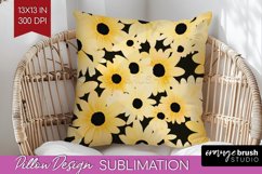 Retro Flowers Pillow Sublimation - Floral Pillow Cover PNG Product Image 1