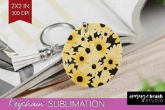 Retro Flowers Keychain PNG - Floral Keychain Sublimation Product Image 1