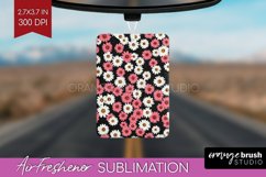Retro Flowers Air Freshener PNG - Floral PNG Sublimation Product Image 1