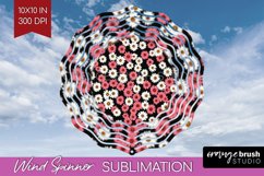 Retro Flowers Wind Spinner Sublimation PNG - Floral Round Product Image 1