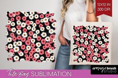 Retro Flowers Tote Bag - Floral Tote Bag PNG Sublimation Product Image 1