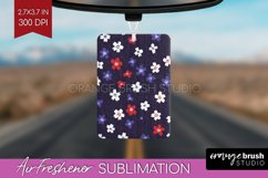 Retro Flowers Air Freshener PNG - Floral PNG Sublimation Product Image 1