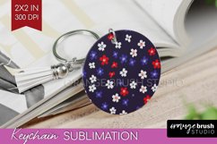 Retro Flowers Keychain PNG - Floral Keychain Sublimation Product Image 1