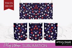 Retro Flowers Mug Wrap - Floral Mug PNG Sublimation Product Image 1