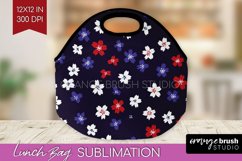 Retro Flowers Lunch Bag - Floral Lunch Bug PNG Sublimation Product Image 1