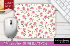 Retro Flowers Mouse Pad Sublimation - Floral Mousepad PNG Product Image 1