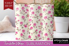 Retro Flowers Tumbler Wrap - Floral Tumbler PNG Sublimation Product Image 1