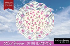 Retro Flowers Wind Spinner Sublimation PNG - Floral Round Product Image 1