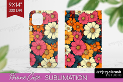 Retro Flowers Phone Case PNG - Floral Case PNG Sublimation Product Image 1