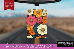 Retro Flowers Air Freshener PNG - Floral PNG Sublimation Product Image 1