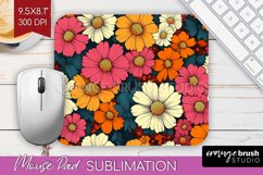 Retro Flowers Mouse Pad Sublimation - Floral Mousepad PNG Product Image 1