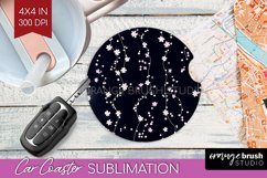 Retro Flowers Car Coaster - Floral Coaster PNG Sublimation Product Image 1