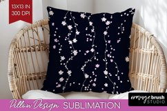 Retro Flowers Pillow Sublimation - Floral Pillow Cover PNG Product Image 1