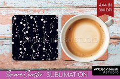 Retro Flowers Square Coaster - Floral Coaster PNG Product Image 1