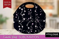 Retro Flowers Lunch Bag - Floral Lunch Bug PNG Sublimation Product Image 1