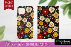 Retro Flowers Phone Case PNG - Floral Case PNG Sublimation Product Image 1