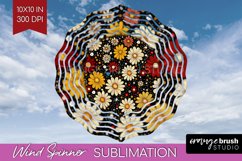 Retro Flowers Wind Spinner Sublimation PNG - Floral Round Product Image 1