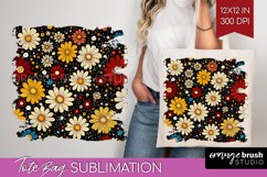 Retro Flowers Tote Bag - Floral Tote Bag PNG Sublimation Product Image 1