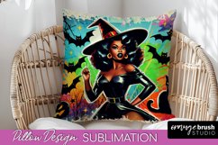 Halloween Witch Pillow Cover - Retro Pillow Sublimation PNG Product Image 1