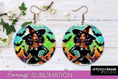 Halloween Witch Earrings PNG - Retro Earrings Sublimation Product Image 1