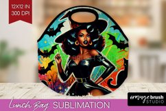 Witch Lunch Bag - Retro Halloween Lunch Bug PNG Sublimation Product Image 1