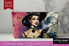 Witch Cosmetic Bag - Retro Halloween Makeup Bag PNG Product Image 1