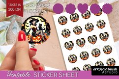 Witch Round Sticker - Retro Halloween Printable Sticker Product Image 1