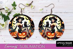Halloween Witch Earrings PNG - Retro Earrings Sublimation Product Image 1