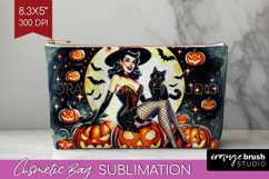 Witch Cosmetic Bag - Retro Halloween Makeup Bag PNG Product Image 1