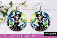 Halloween Witch Earrings PNG - Retro Earrings Sublimation Product Image 1