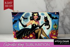 Witch Cosmetic Bag - Retro Halloween Makeup Bag PNG Product Image 1