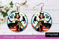 Halloween Witch Earrings PNG - Retro Earrings Sublimation Product Image 1