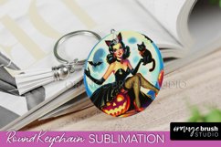 Halloween Witch Keychain - Retro Keychain Sublimation Product Image 1
