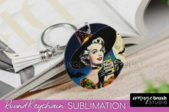 Halloween Witch Keychain - Retro Keychain Sublimation Product Image 1