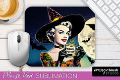 Halloween Witch Mouse Pad - Retro Mousepad Sublimation PNG Product Image 1