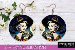 Halloween Witch Earrings PNG - Retro Earrings Sublimation Product Image 1